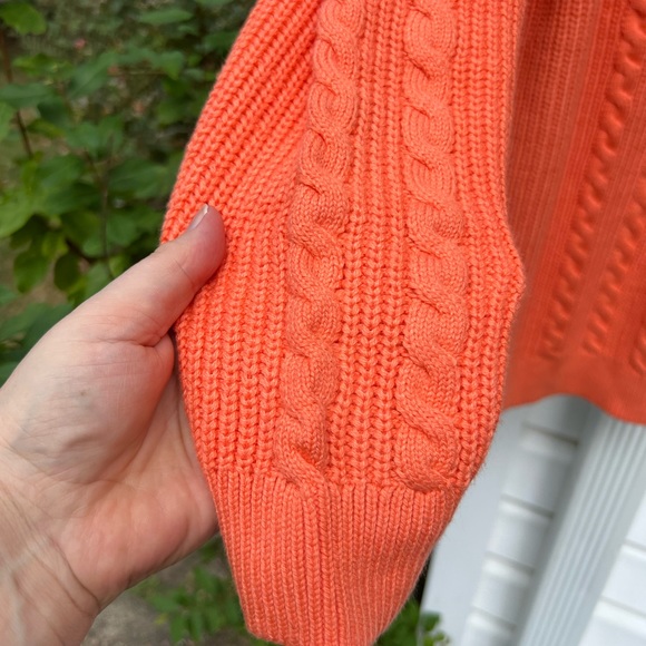 NWT Talbots Pretty Orange Thick Multiweave Long Sleeve Sweater - Picture 3 of 5